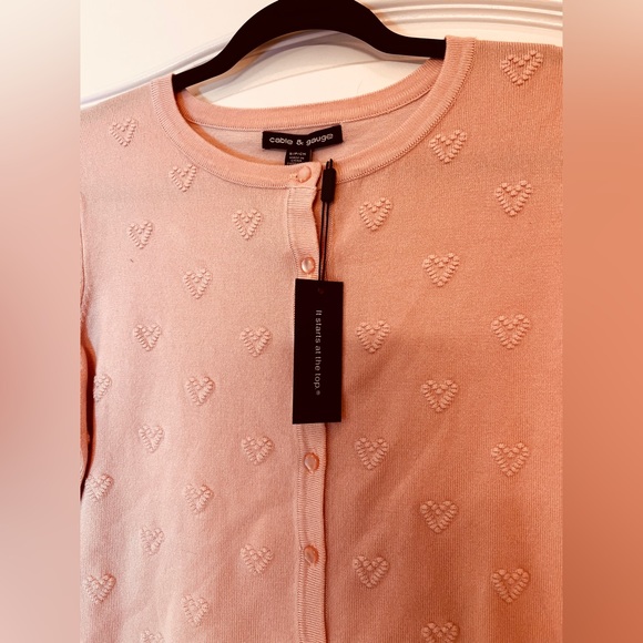 Cable & Gauge  | Pink Hearts Cardigan Small NWT - Picture 5 of 6